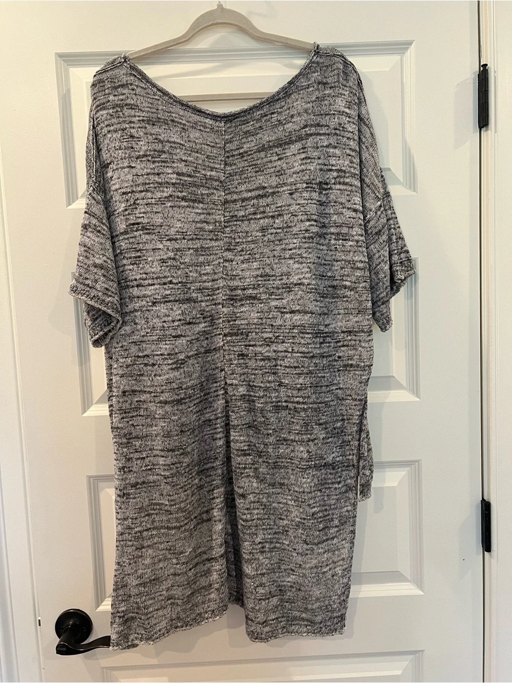 Free People Light Bright High Low Linen Knit Tunic Gray Pockets Medium